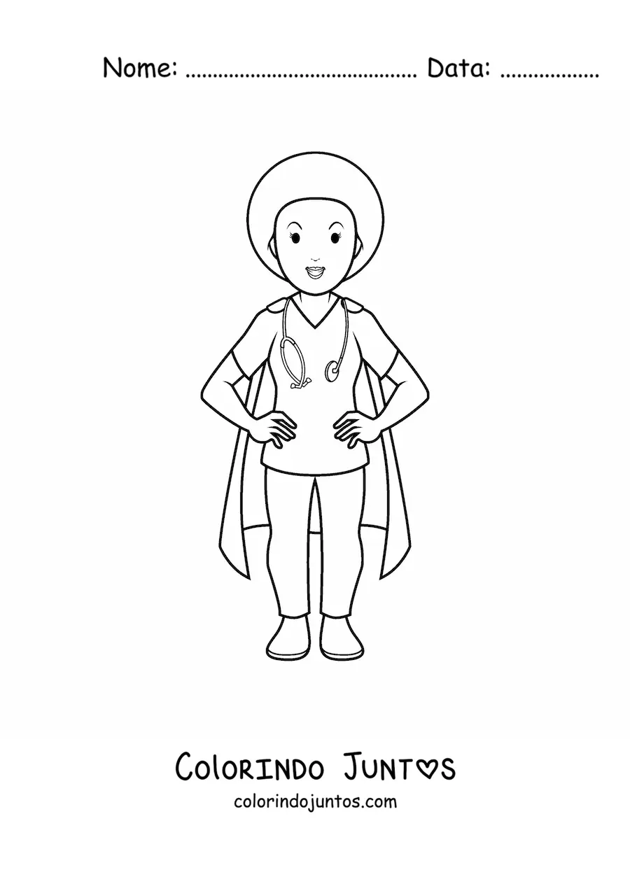 Desenho para colorir de enfermeira super-heroina