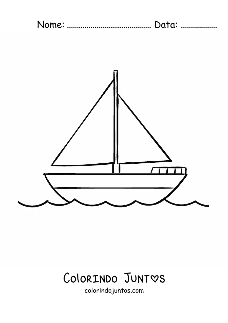 Desenho para colorir de um veleiro no mar