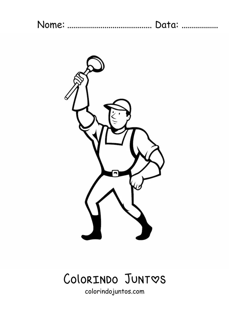 Desenho para colorir de homem trabalhando como encanador