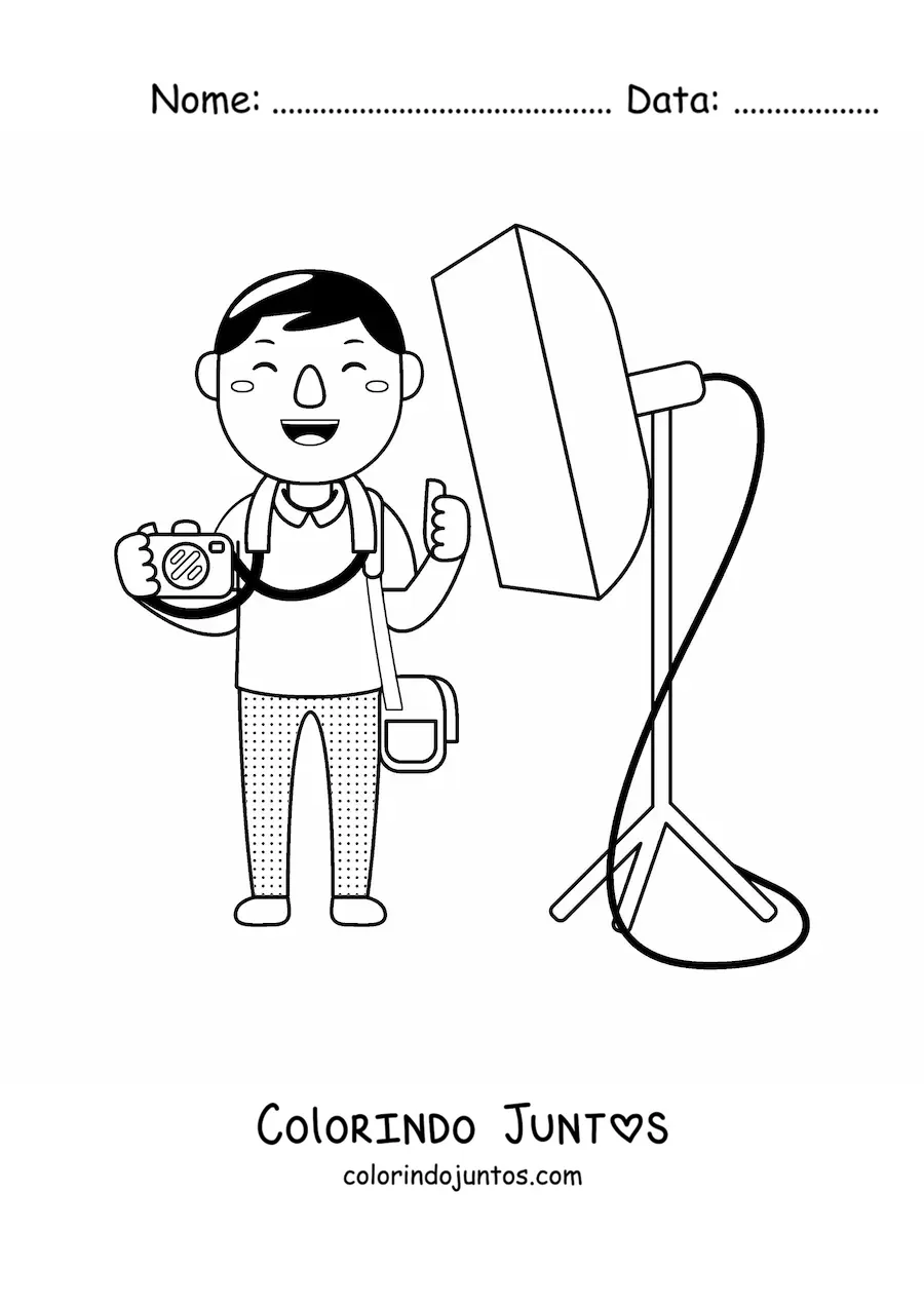 Desenho para colorir de fotografo profissional animado