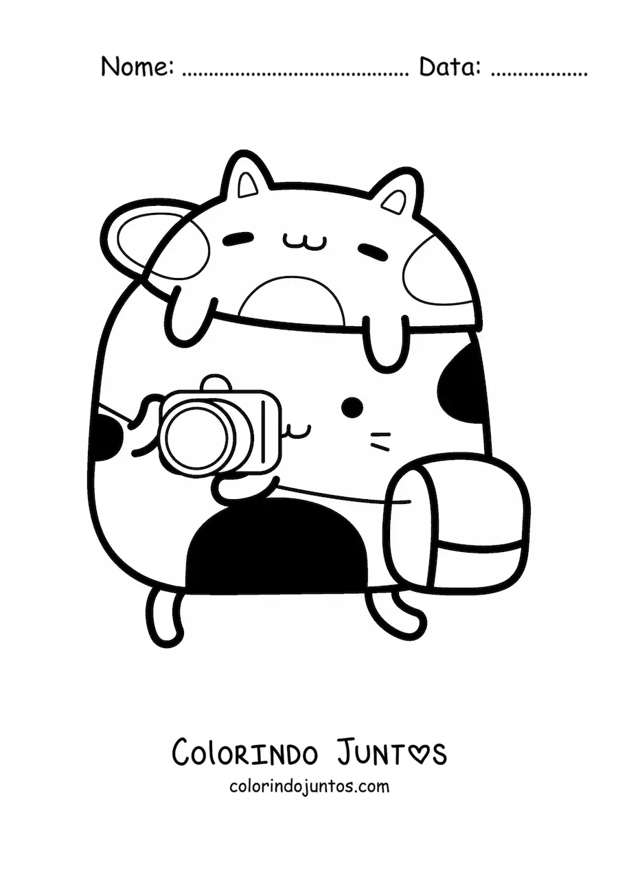 Desenho para colorir de gato fotografo animado kawaii