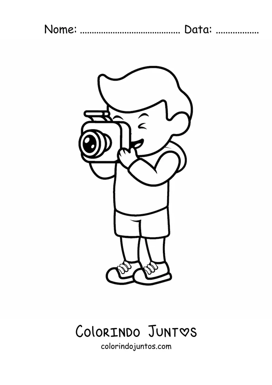 Desenho para colorir de menino fotografo animado
