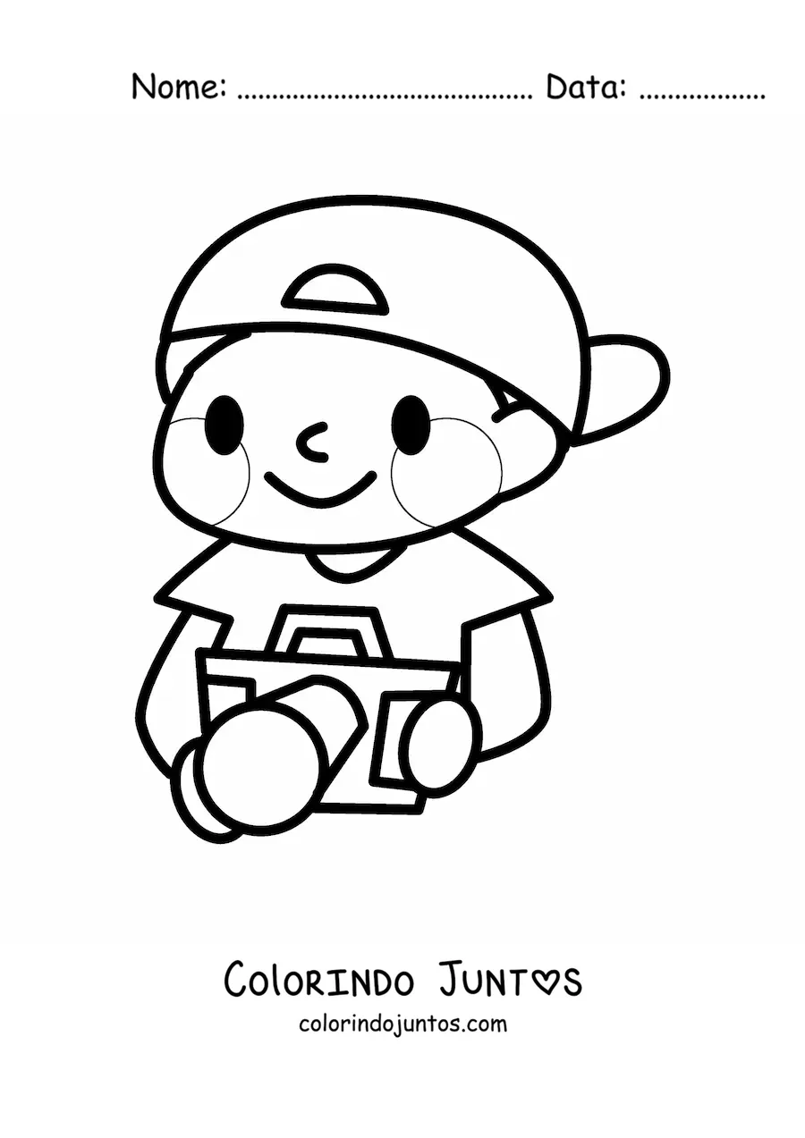 Desenho para colorir de menino fotografo animado kawaii