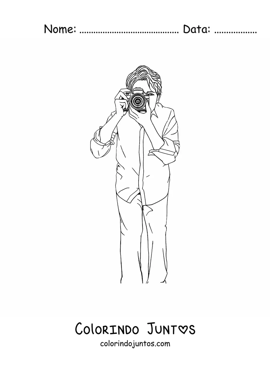 Desenho para colorir de homem fotografo realista