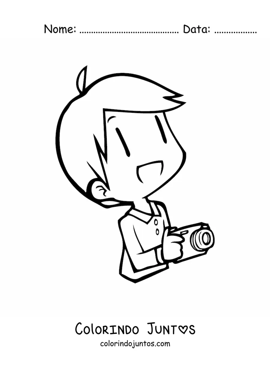 Desenho para colorir de homem fotografo kawaii