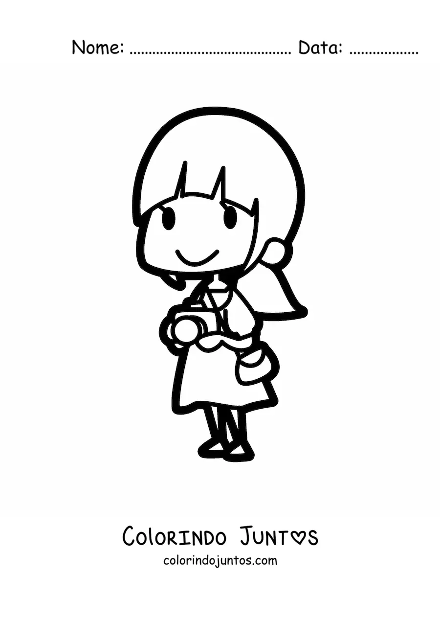 Desenho para colorir de menina fotografa kawaii