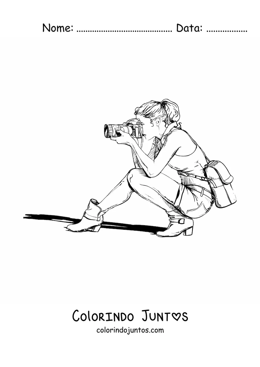 Desenho para colorir de garota fotografa realista