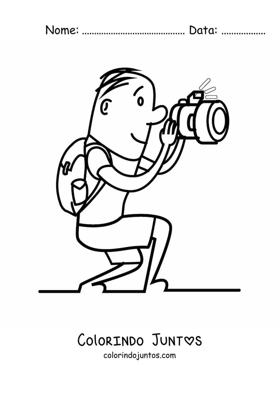 Desenho para colorir de caricatura de um fotografo