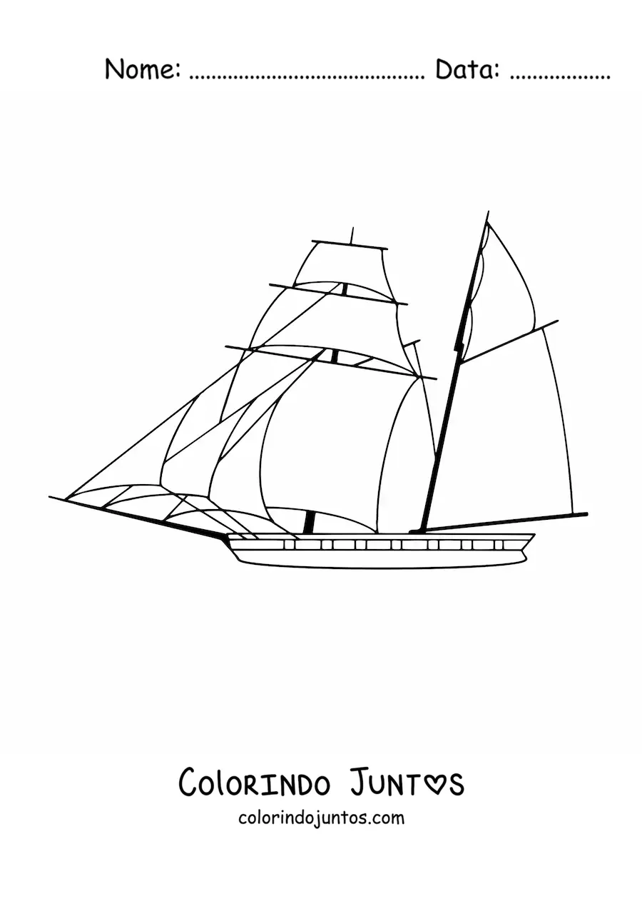 Desenho para colorir de um veleiro