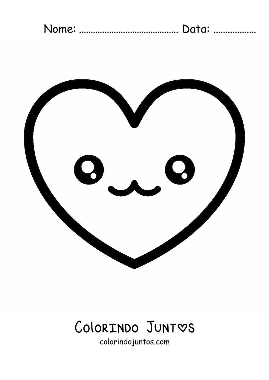 Desenho para colorir de emoji de coracao apaixonado kawaii