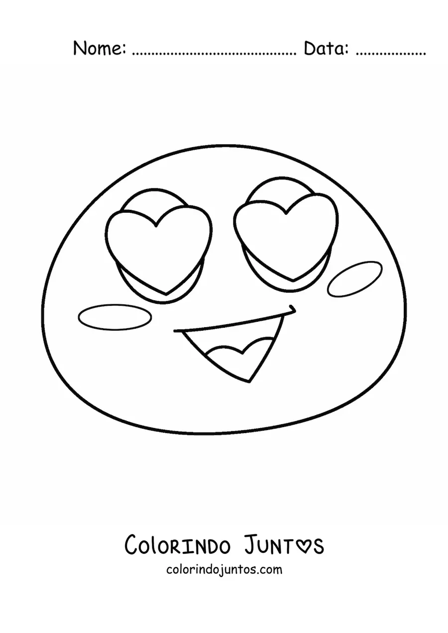 Desenho para colorir de emoji com olhos de coracao