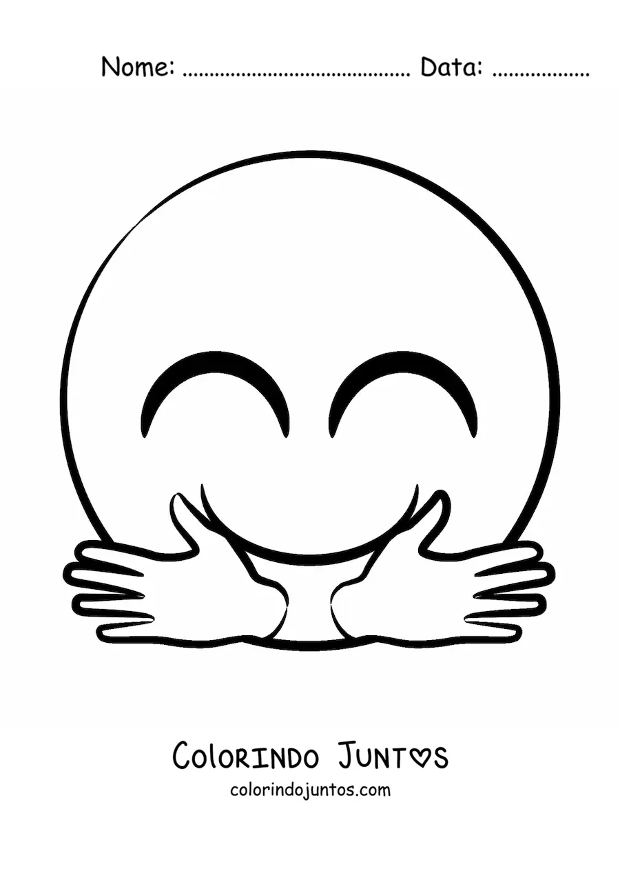 Desenho para colorir de emoji de abraco