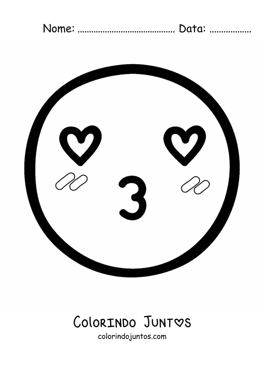 Desenho para colorir de emoji apaixonado kawaii grande
