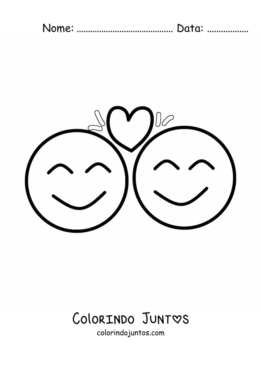 Desenho para colorir de emoji de duas pessoas apaixonadas