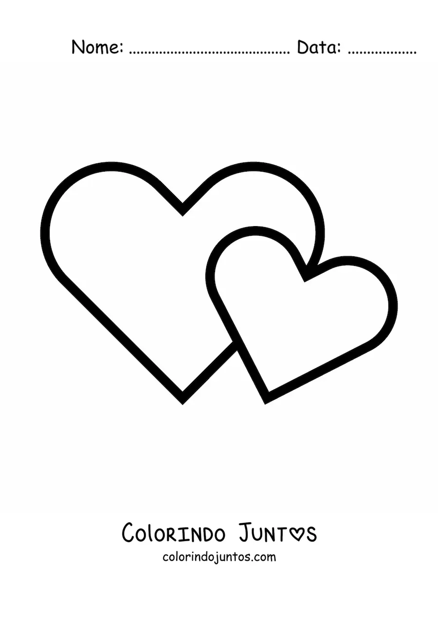 Desenho para colorir de emoji de dois coracoes juntos