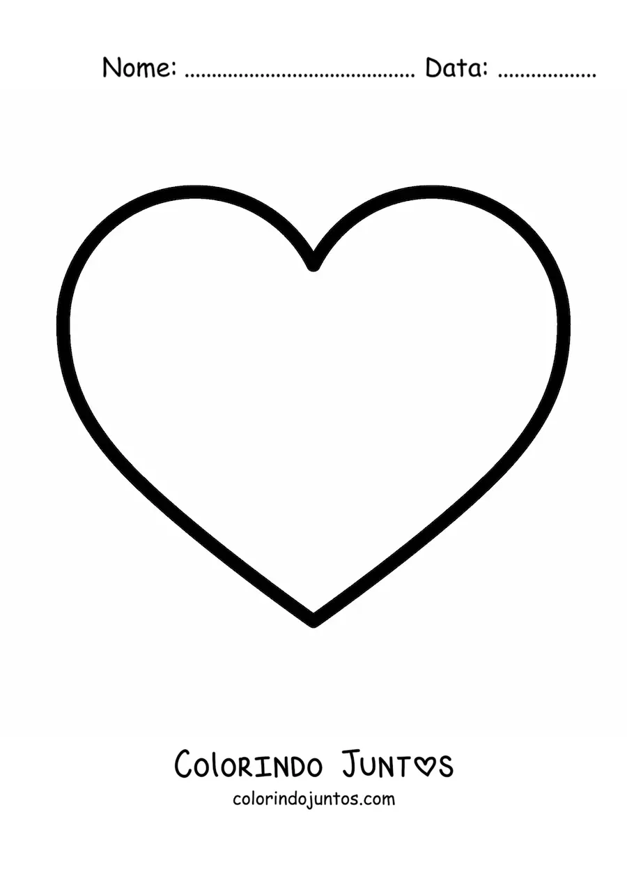 Desenho para colorir de emoji de coracao grande