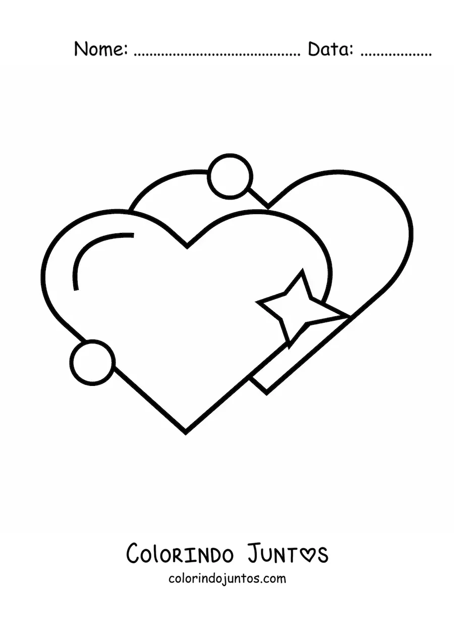 Desenho para colorir de emoji de dois coracoes com brilhos