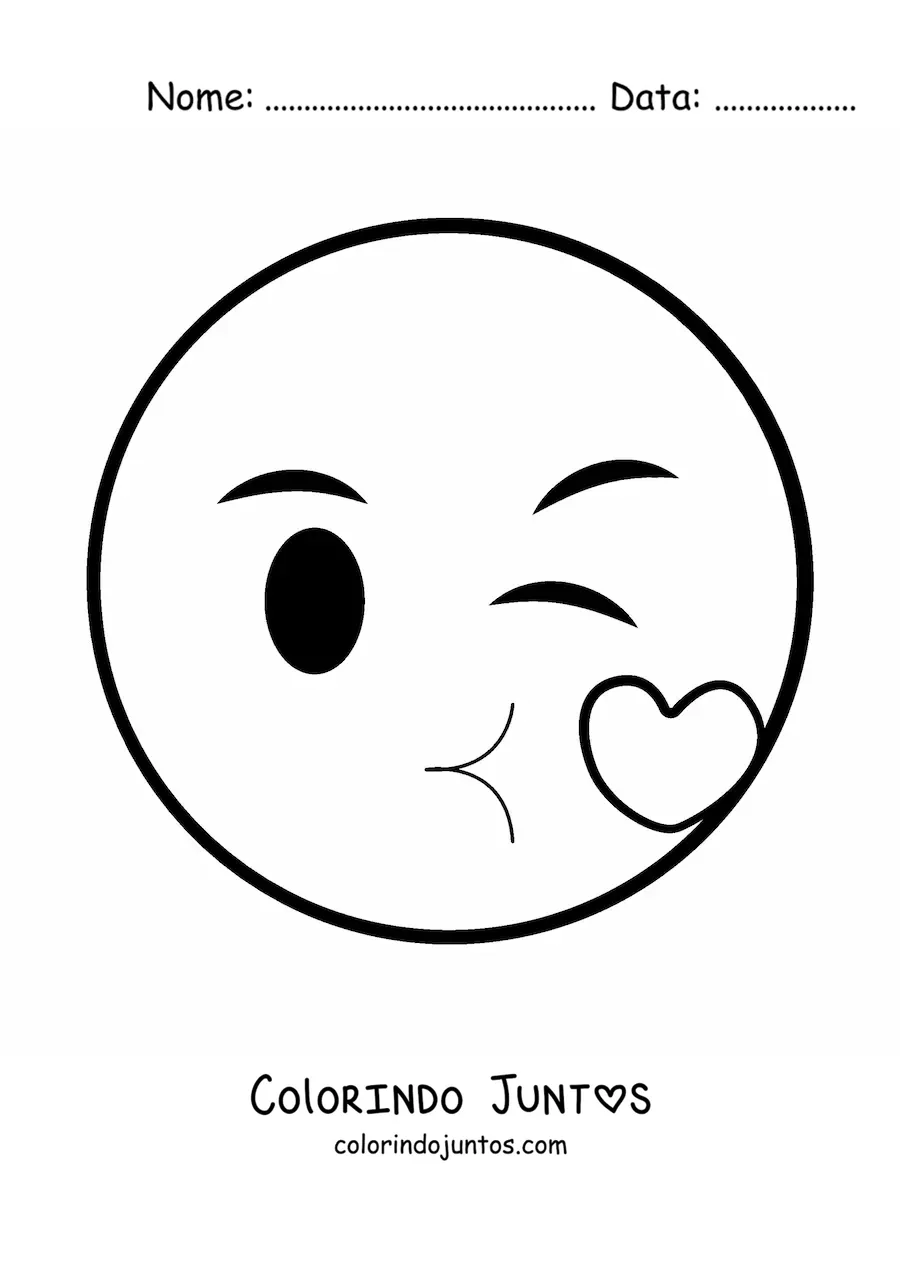 Desenho para colorir de emoji de beijo grande