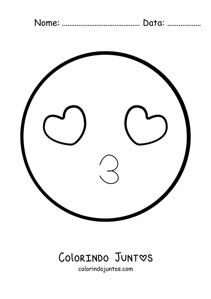 Desenho para colorir de carinha apaixonada grande