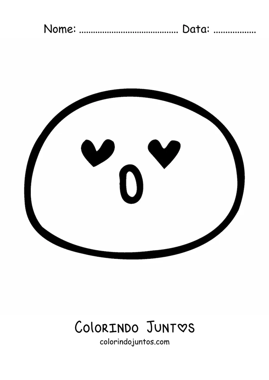 Desenho para colorir de emoji simples apaixonado