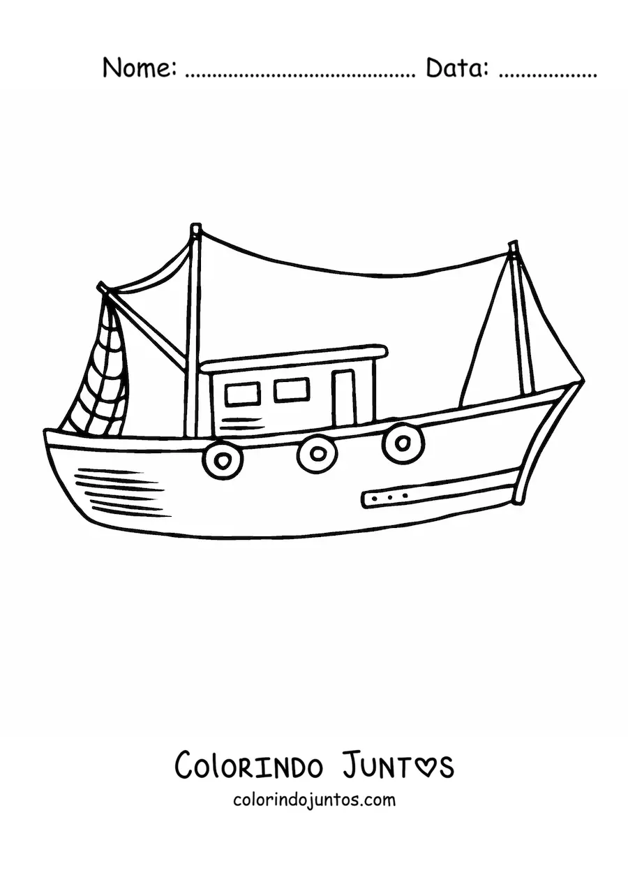 Desenho para colorir de um barco de pesca