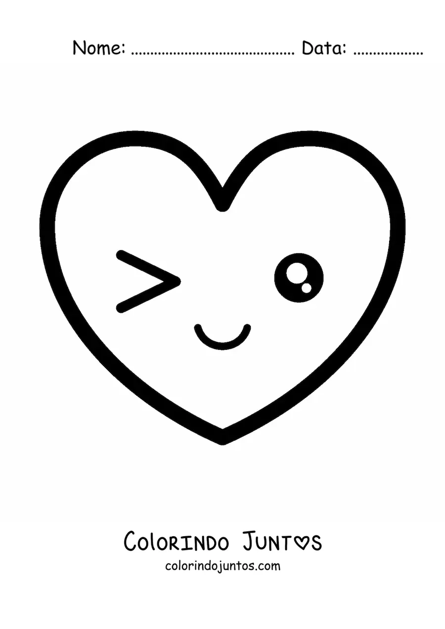 Desenho para colorir de emoji de coracao charmoso kawaii