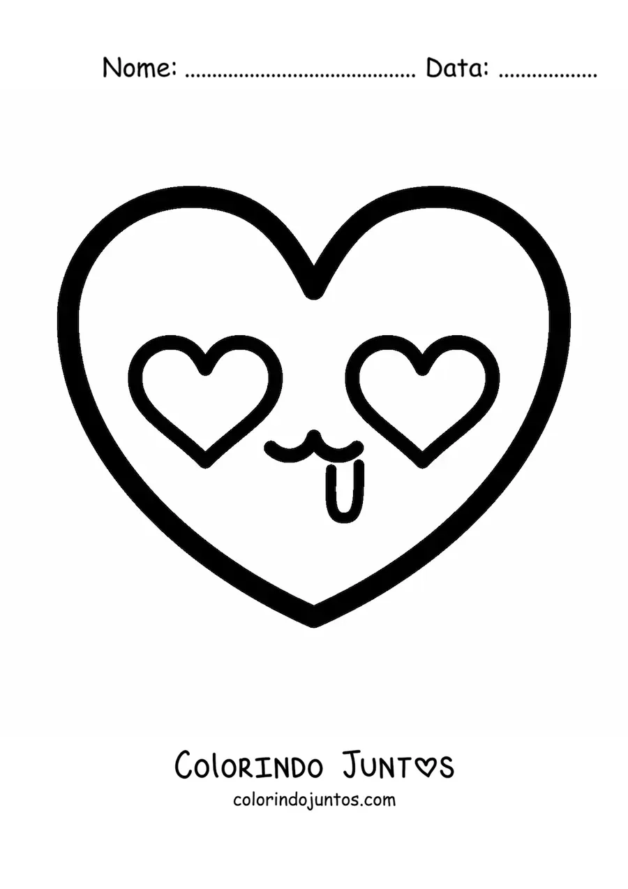 Desenho para colorir de emoji de coracao apaixonado grande