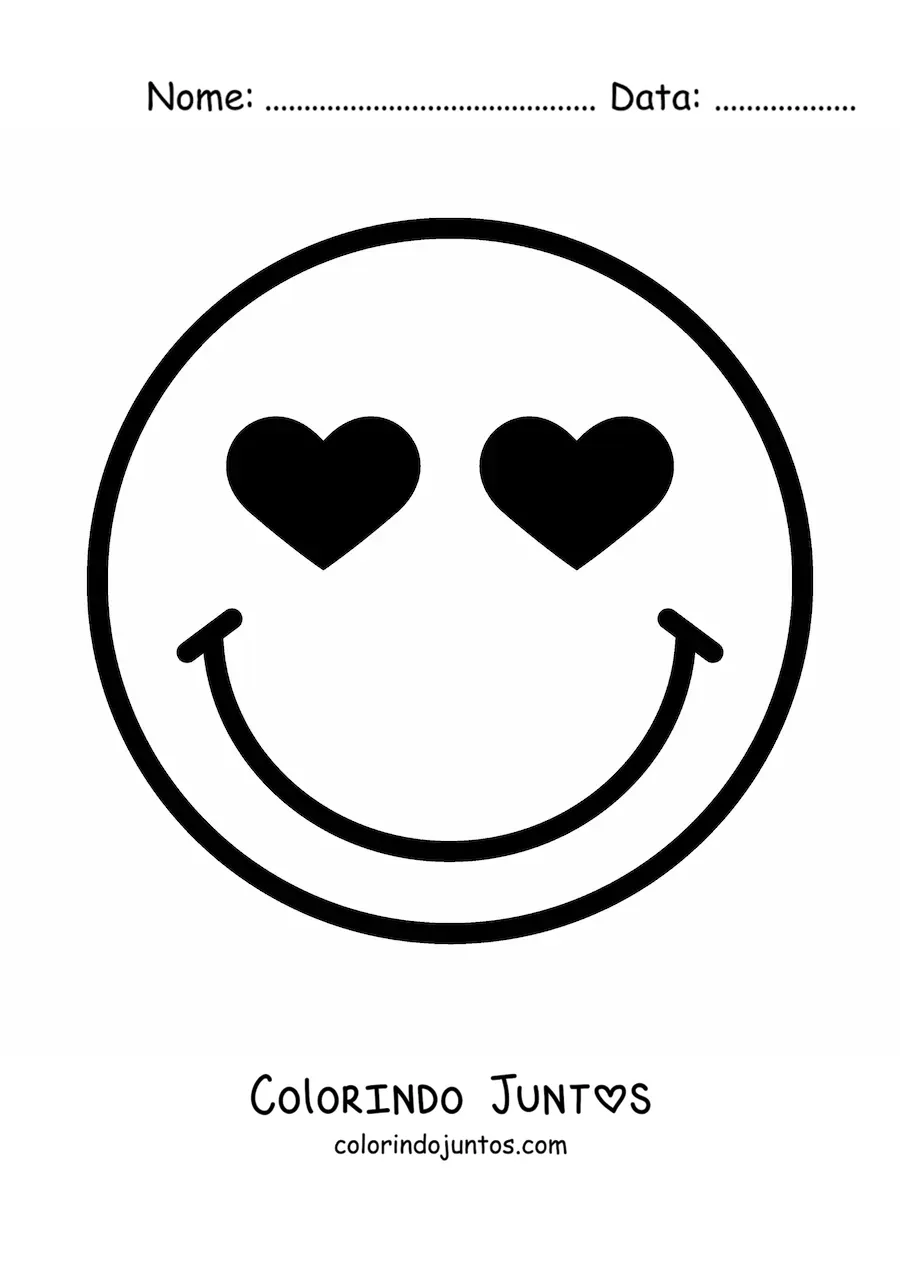 Desenho para colorir de emoji de carinha sorridente apaixonada