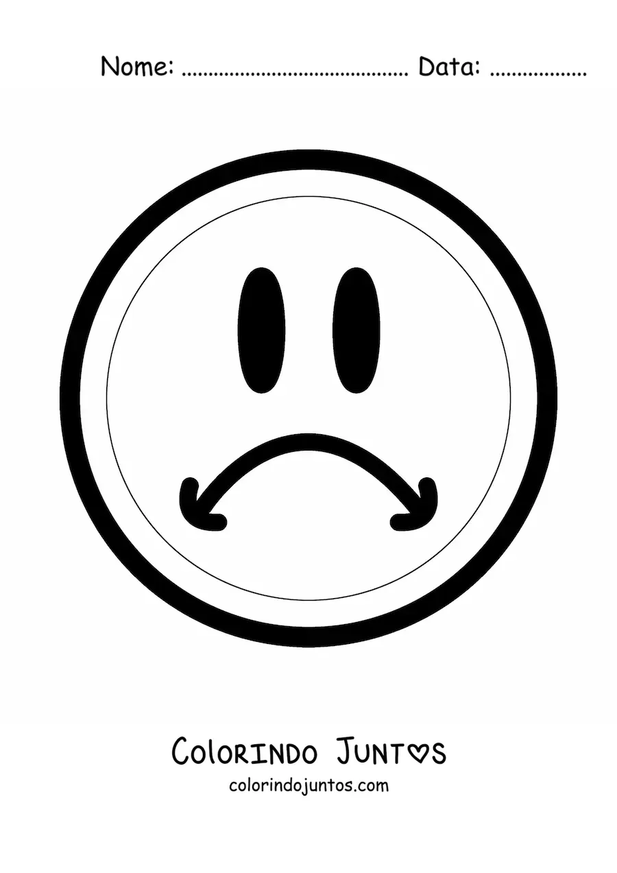 Desenho para colorir de carinha triste grande