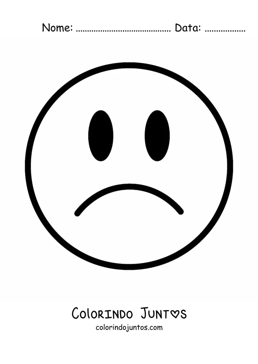 Desenho para colorir de emoji de tristeza facil