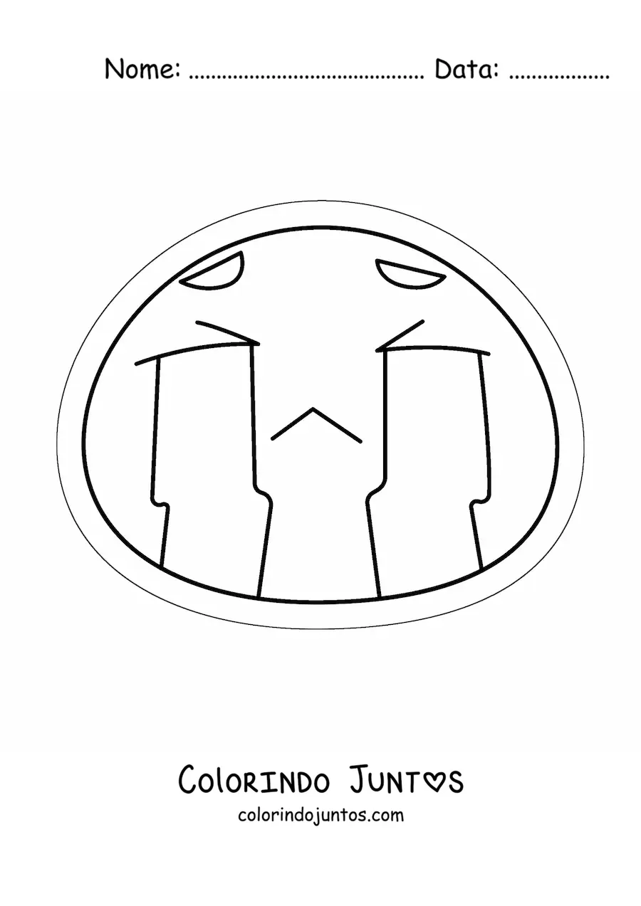 Desenho para colorir de emoji triste kawaii chorando