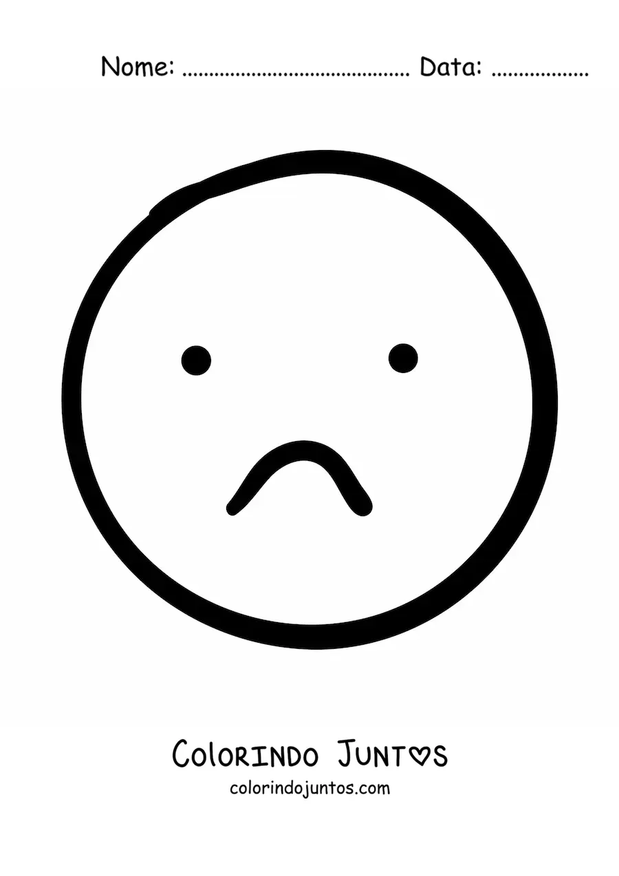 Desenho para colorir de emoji triste