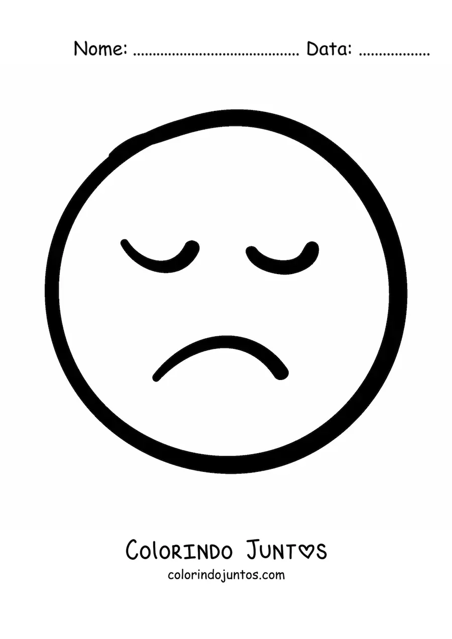 Desenho para colorir de emoji triste facil