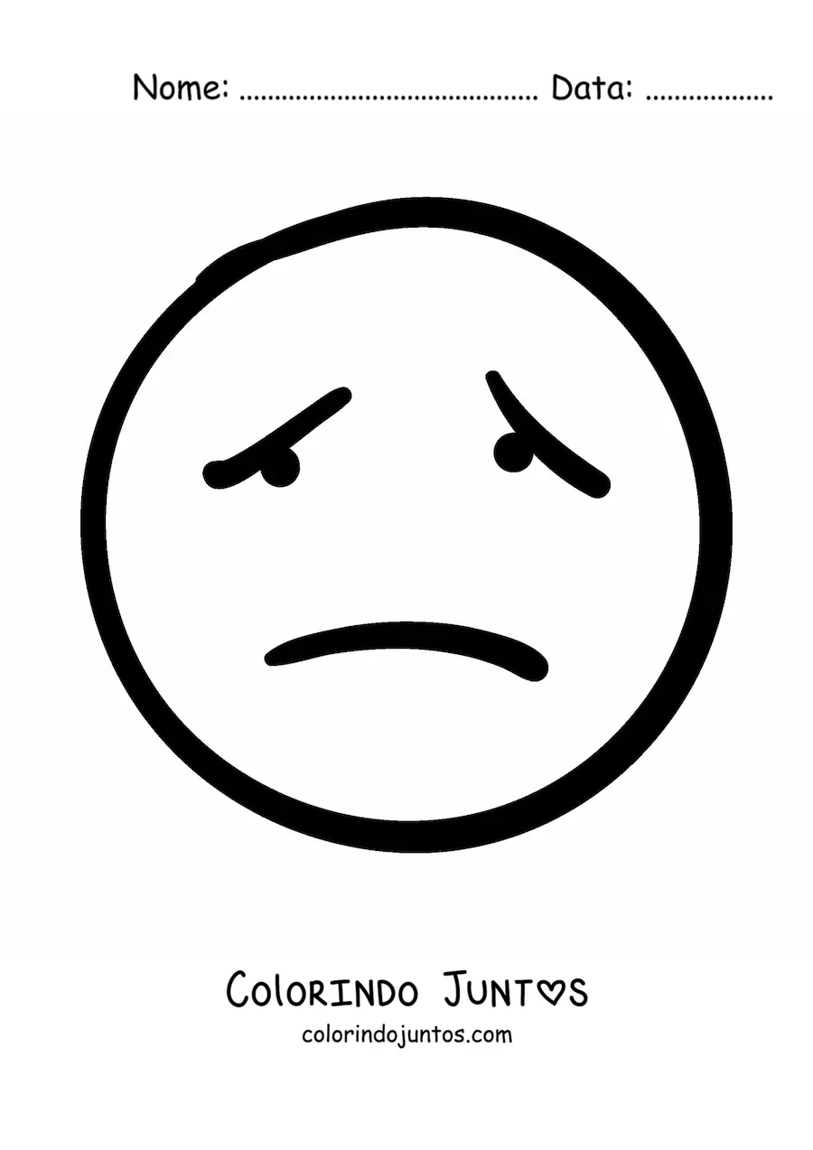 Desenho para colorir de emoji triste grande