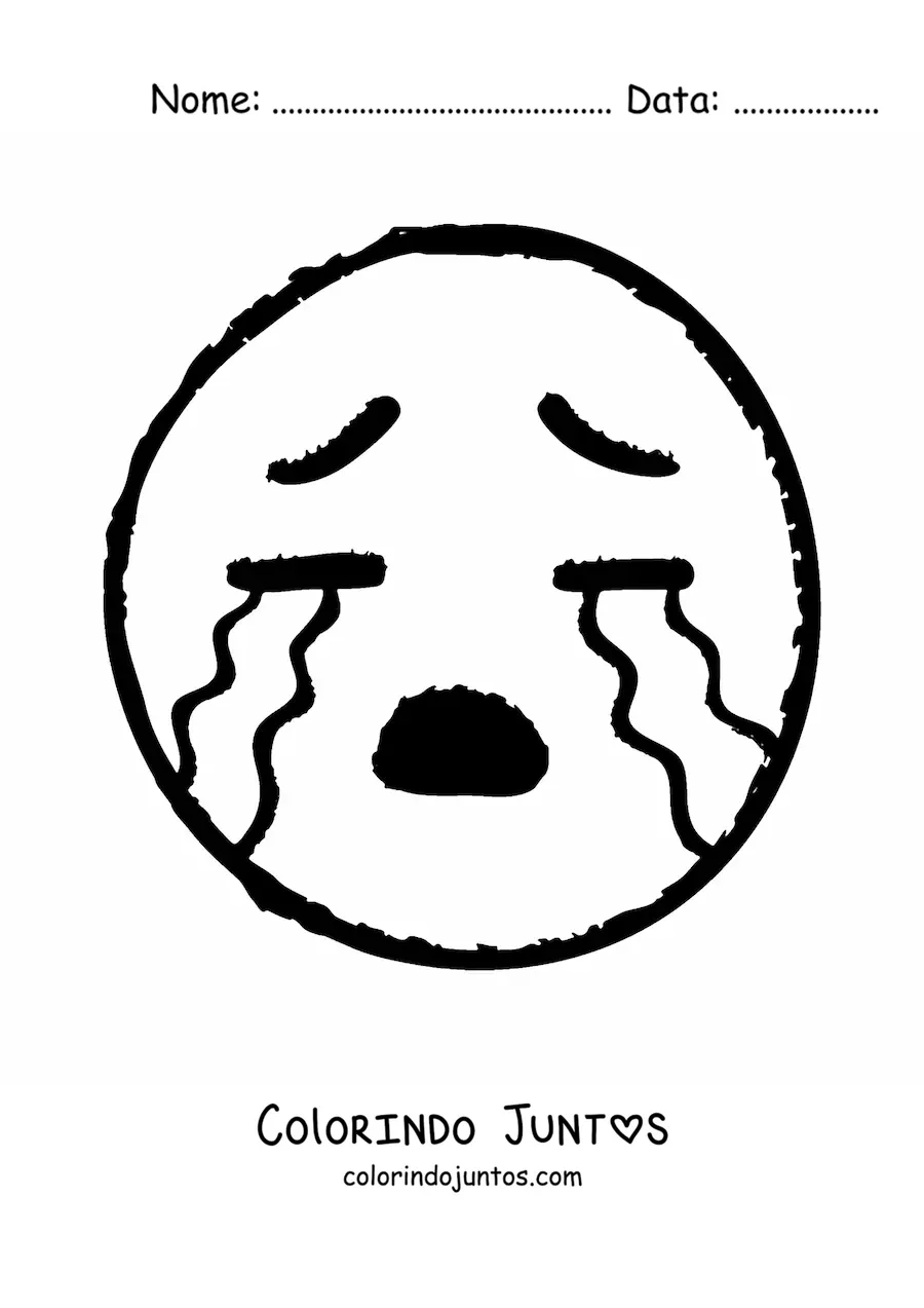 Desenho para colorir de emoji chorando grande