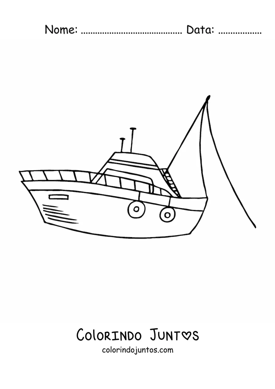 Desenho para colorir de um barco de pesca