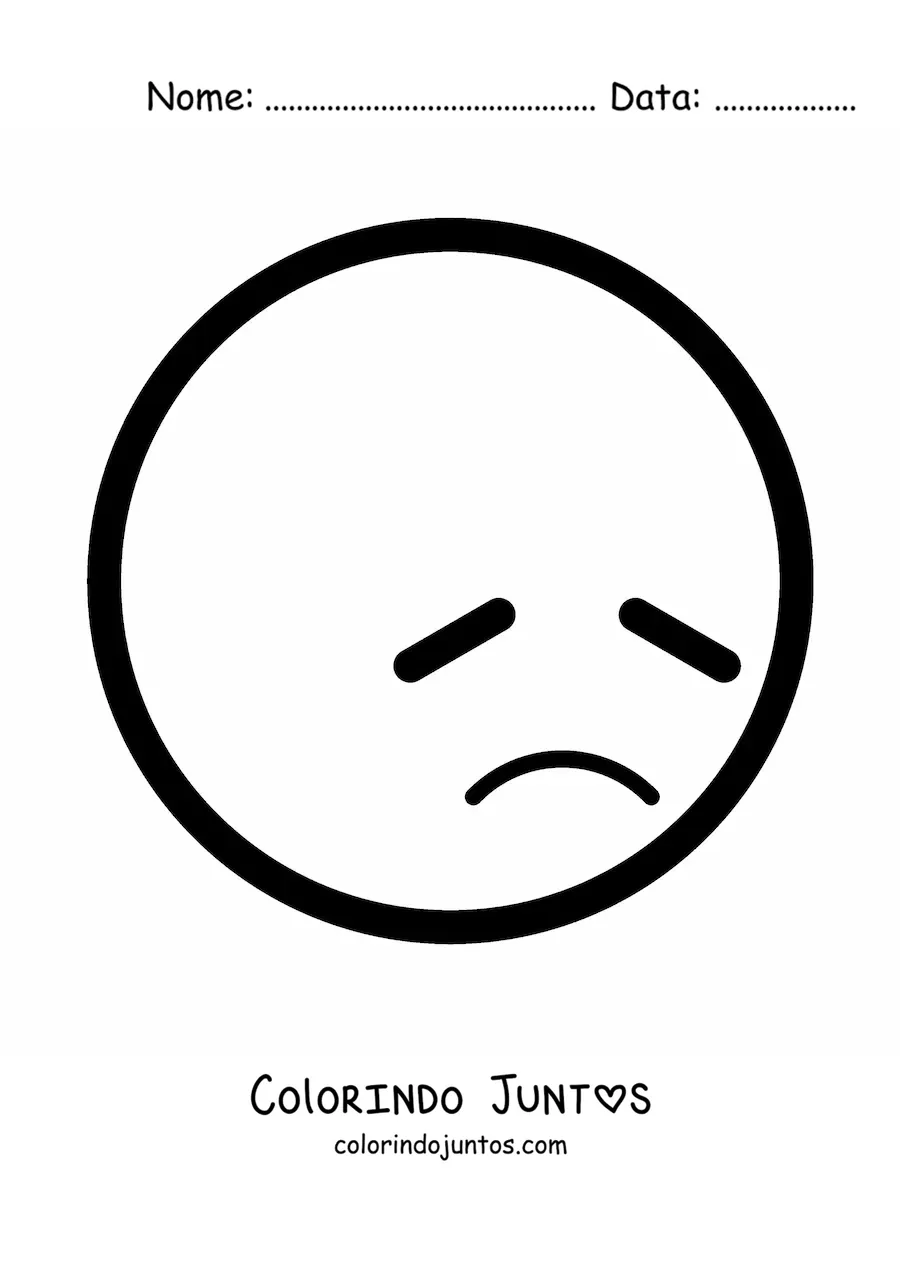 Desenho para colorir de emoji deprimido