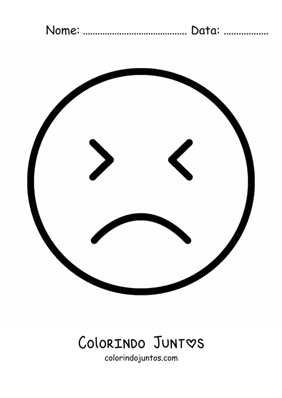 Desenho para colorir de emoji de cara triste
