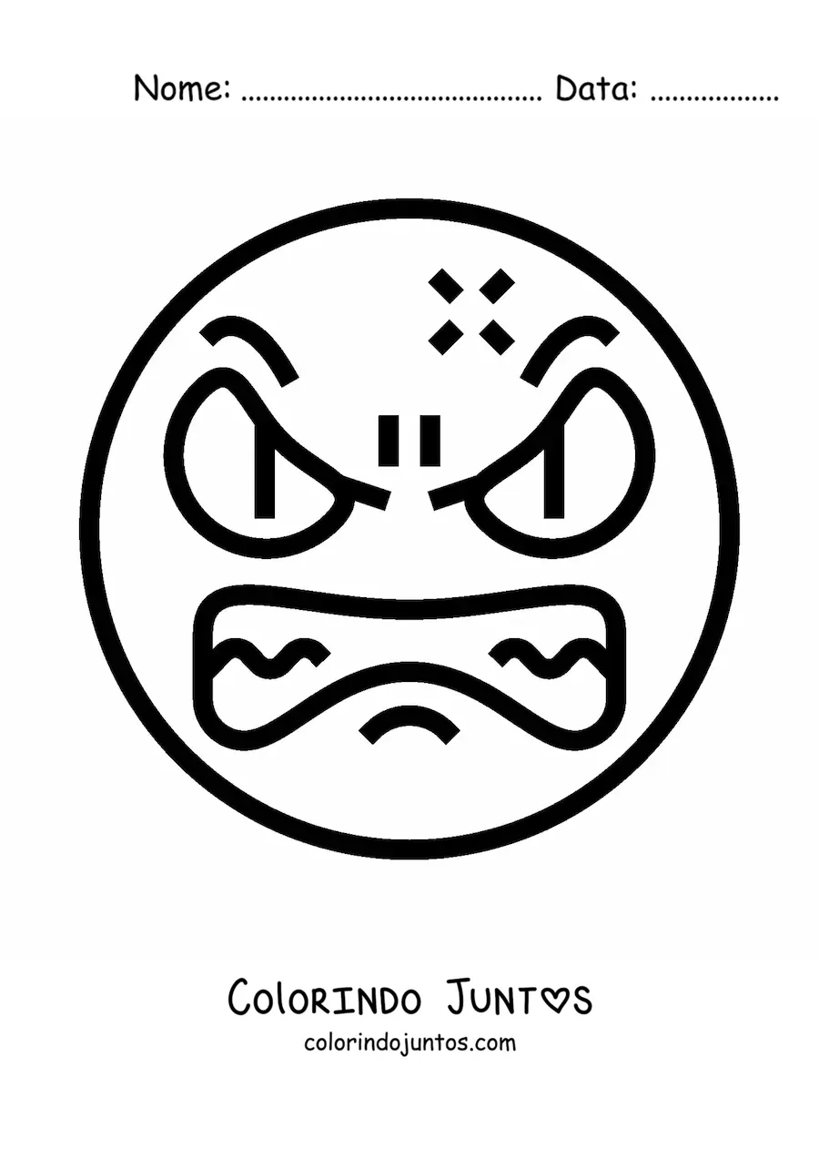 Desenho para colorir de emoji bravo grande