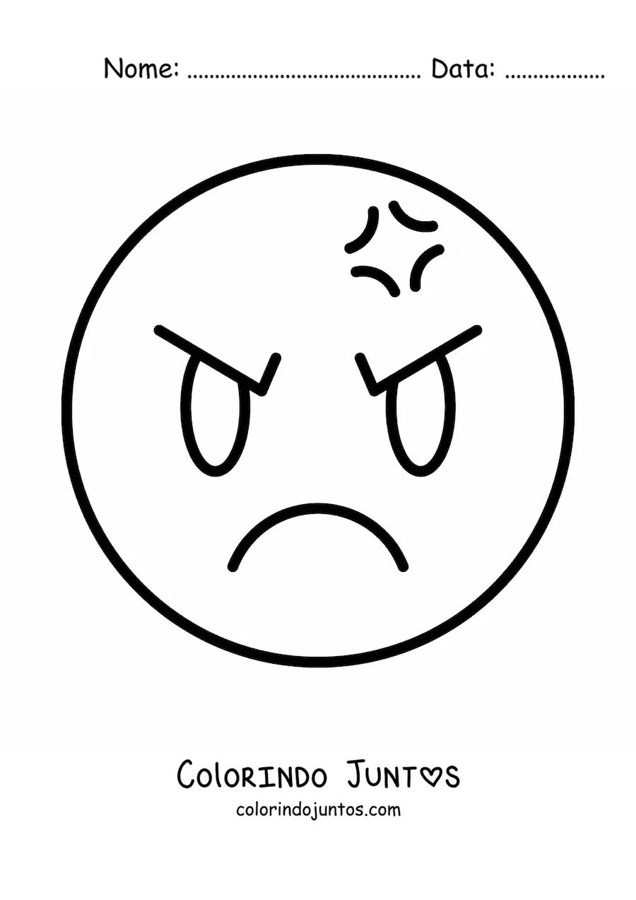 Desenho para colorir de emoji bravo facil