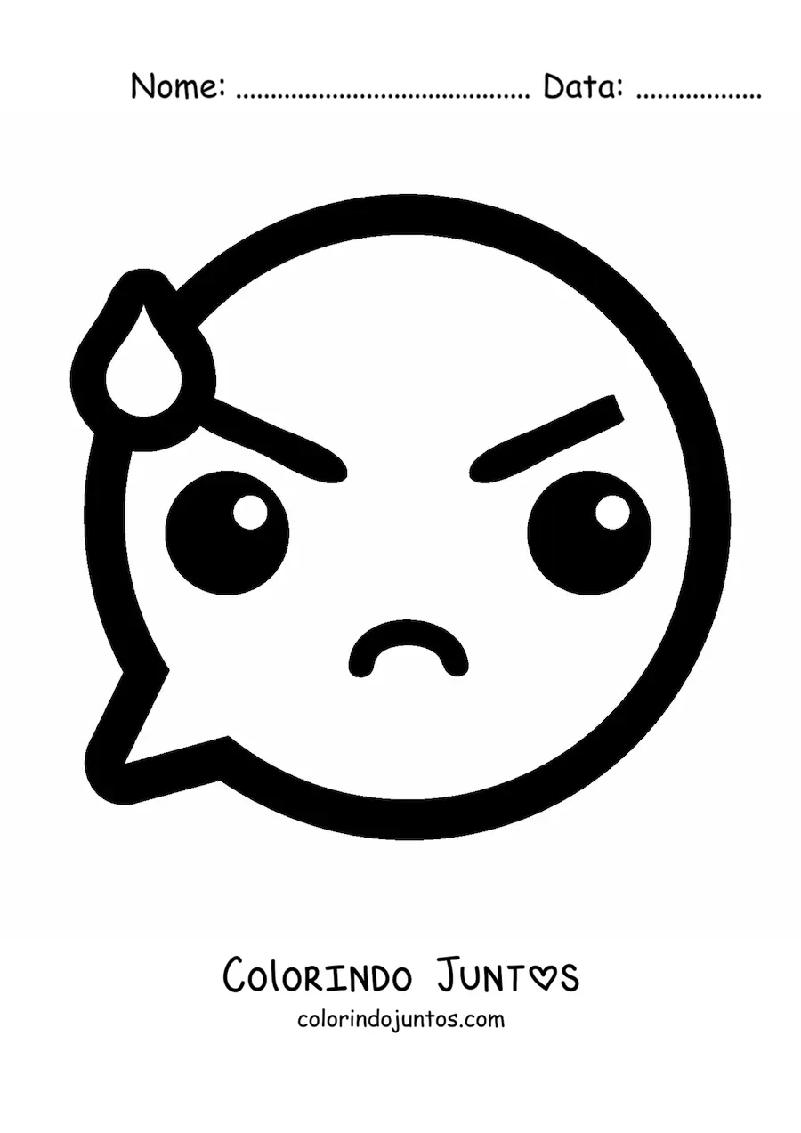 Desenho para colorir de emoji bravo kawaii