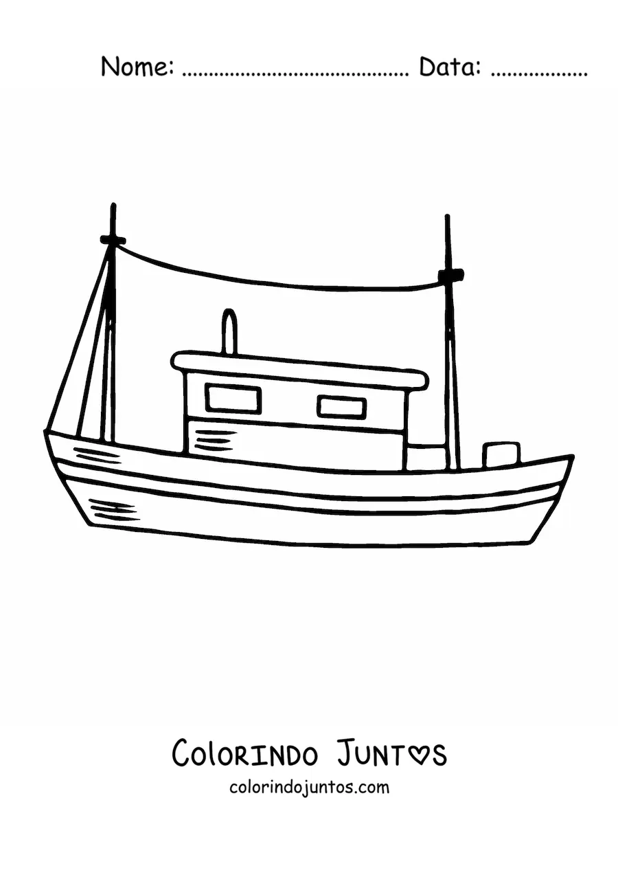 Desenho para colorir de um barco de pesca