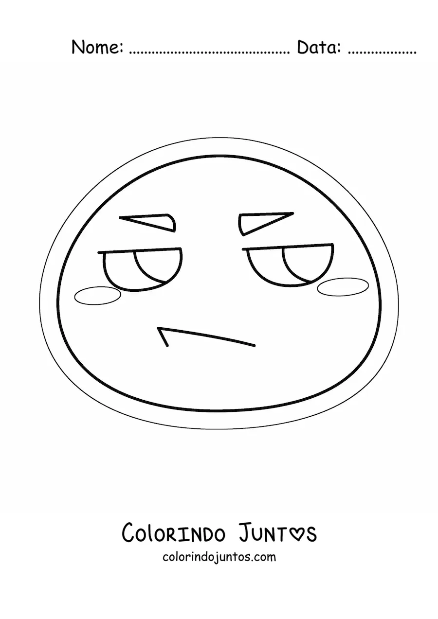 Desenho para colorir de emoji bravo kawaii animado