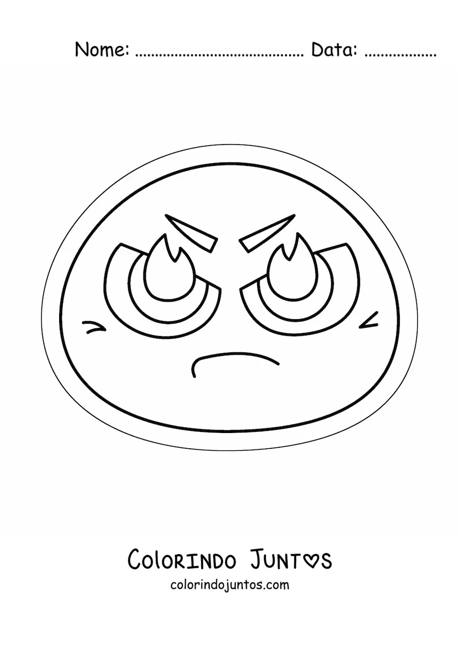 Desenho para colorir de emoticon bravo kawaii animado