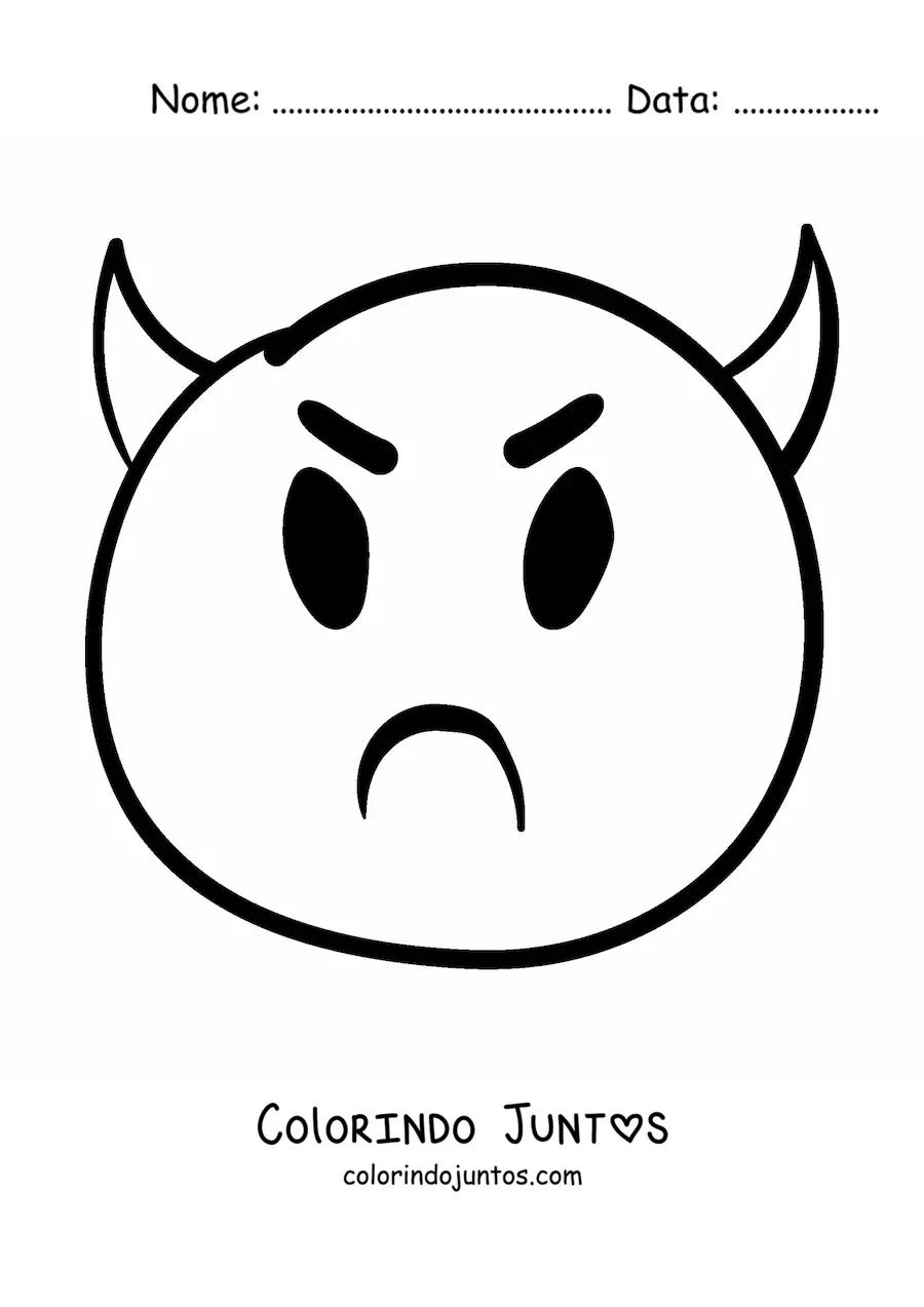Desenho para colorir de emoji bravo de diabo
