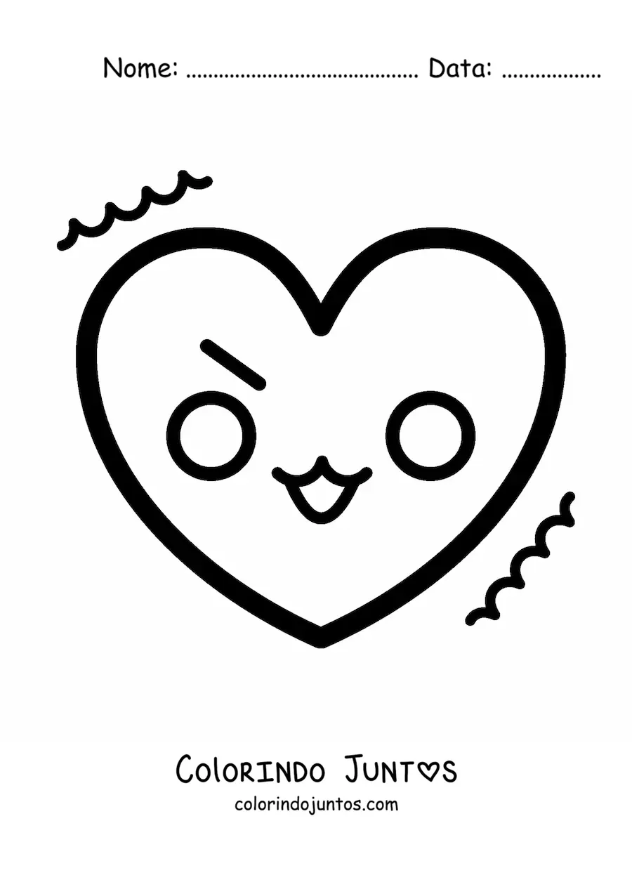 Desenho para colorir de emoji bravo de coracao