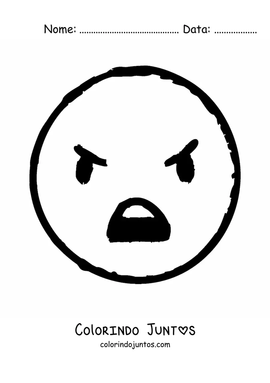 Desenho para colorir de emoticon bravo grande