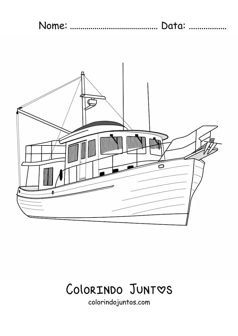 Desenho para colorir de um barco de pesca