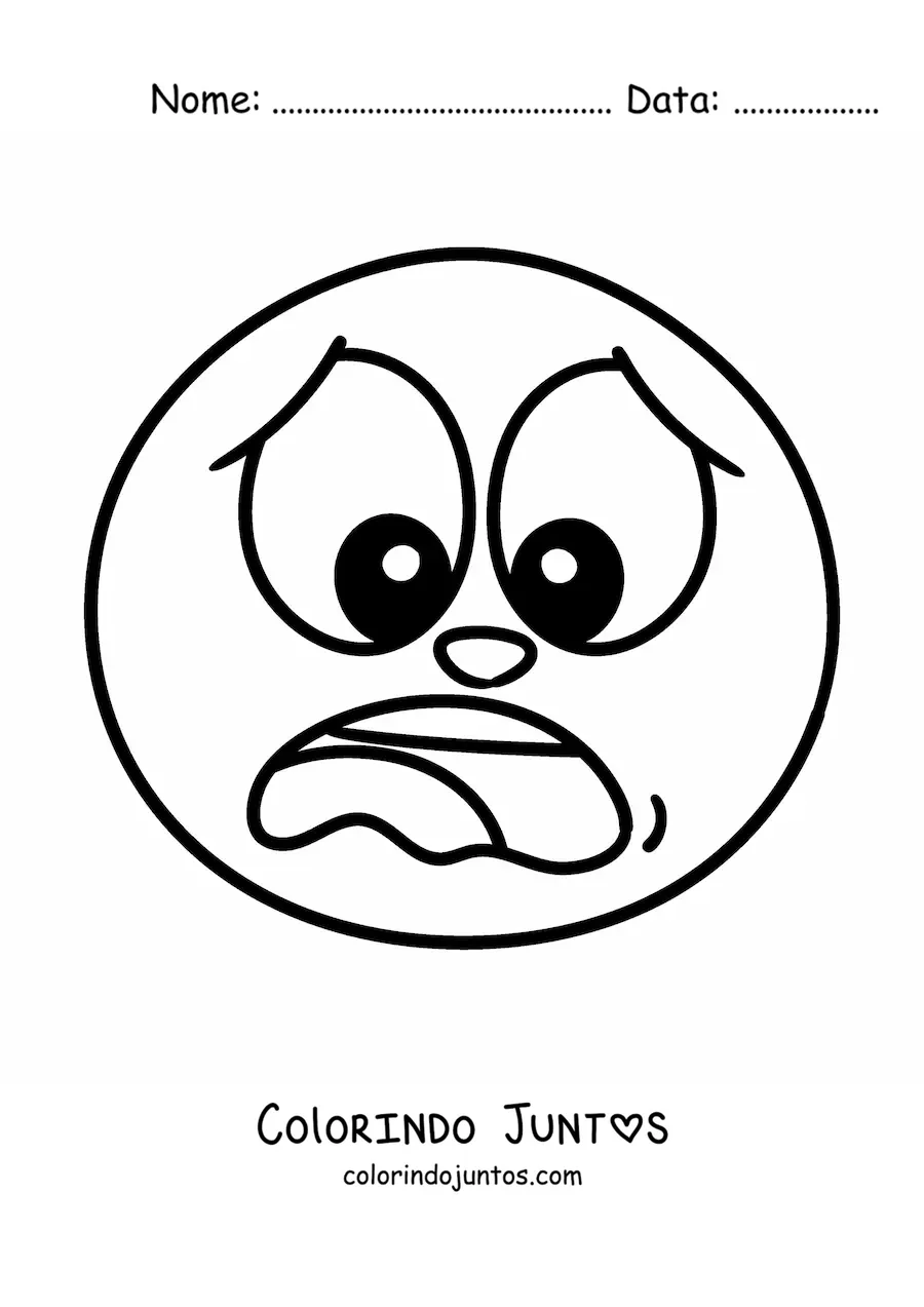 Desenho para colorir de emoji medroso gritando