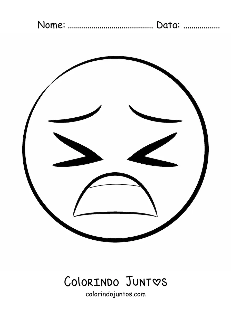 Desenho para colorir de emoji de medo